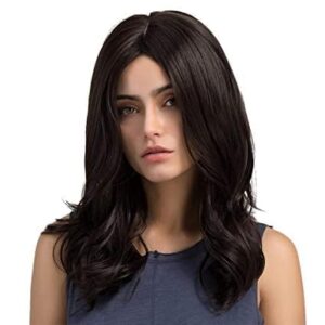 Natural Color Full Head Wig for Women Straight Bob Short Length Synthetic With Hair Middle Part (Natural Brown)