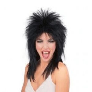 Rocker Girl Black Wig for Halloween Cosplay Party, Rockstar Party, Funny Wigs