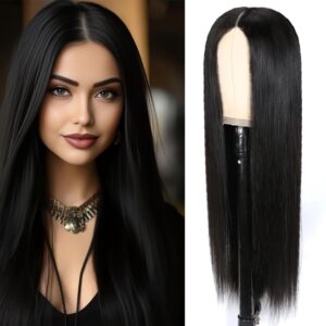 Women Full Head Long Synthetic 24 Inch/Hair Wig/Natural Looking/Stylish Wig for Girls (Black)
