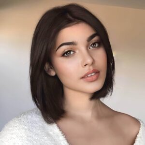 Short Brown Bob Hair Wig for Women Shoulder Length Full Head Straight Cosplay Diwali Synthetic Hair wig (14inch Dark Brown)