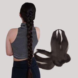 Artificial Fake Long Extensions Hair for Women & Girls - Savaram Gangawan Cataram Sadaraa Paranda Choti False Nakli Hair Wig - Extra Hair Braid Attachment for Ladies - Natural Brown (1pcs)