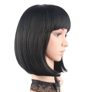 Women short full head Bob hair wig with bangs stylish Cosplay Party Replacement Hair wig
