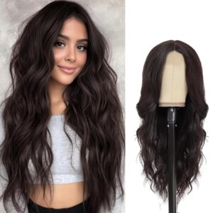 (Brown) Full Head Hair Wig For Women Curly And Synthetic Hair With Net Wig Cap