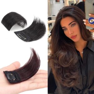 Clip in Hair Extensions Silky Straight Human Hair Double Weft One Piece Wiglets Hair Pieces for Thinning Hair Invisible Hairpin Add Women Hair Volume Black
