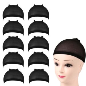 10PCS Wig Cap, Black Wig Caps for Women | Stretchy Mesh Bald Cap for Hair Styling, Wig for Women with Closed Design & Anti-Slip Comfort