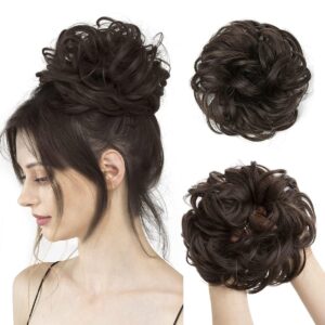 1PCS Messy Bun Hair Piece Hair Extension With Elastic Rubber Band Hairpiece Synthetic Hair Scrunchies Hair Piece (Pack of 1) Brown Color