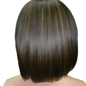 Natural Straight Short Hair Bob Wig Fashion Cosplay + Wig Cap (Golden Dark Brown)