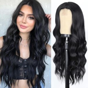 Long Wavy Hair Wig For Full Head | Centre Parting Womens Wig | Synthetic 26 Inch Natural Wig | Fashion Cosplay Daily Party use | Inlcude WigCap & Comb